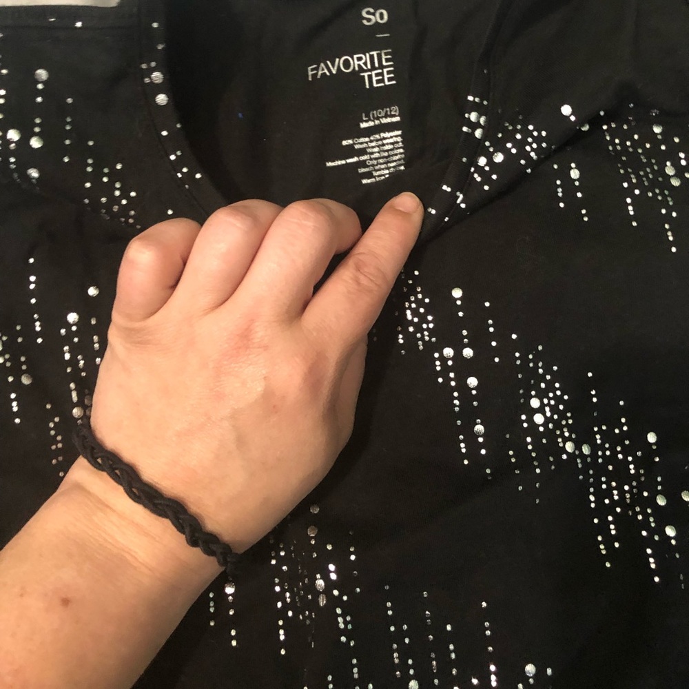 SO Girls Black and Silver Long Sleeve Tee